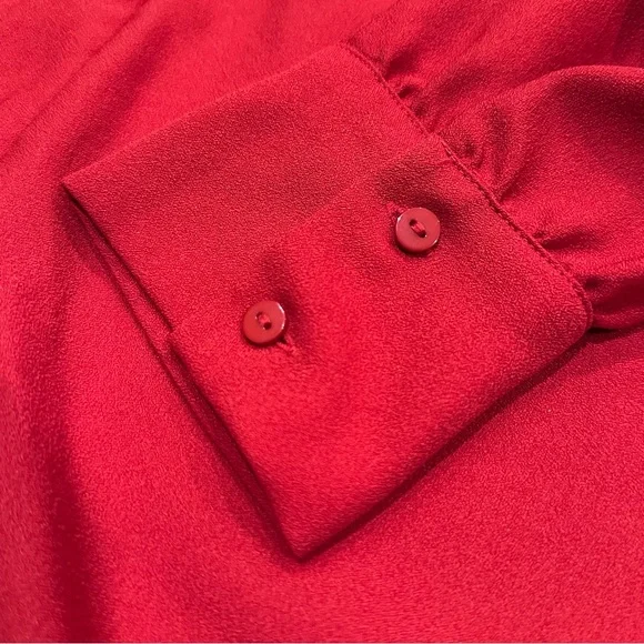 Warehouse Red Long Sleeve Tie Neck Dress Women’s UK 12 (US 8) - Picture 4 of 6